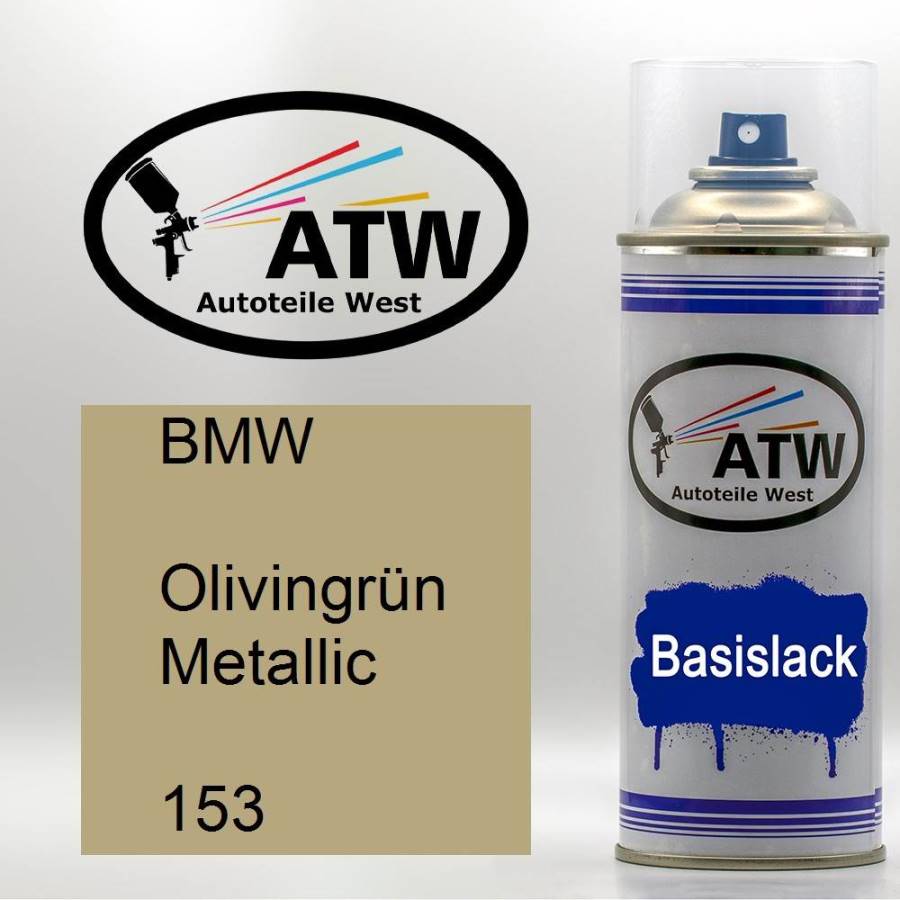 BMW, Olivingrün Metallic, 153: 400ml Sprühdose, von ATW Autoteile West.